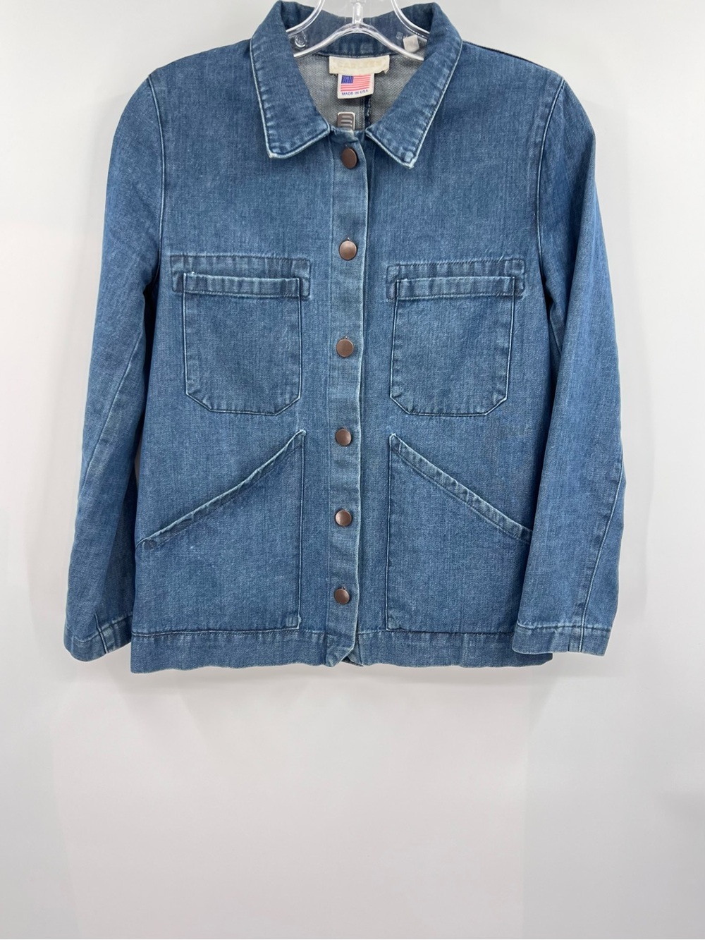 Carleen denim triangle pocket jacket chore coat XS made in USA